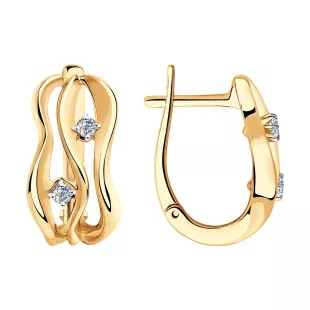 Серьги из красного золота с бриллиантами (042892)