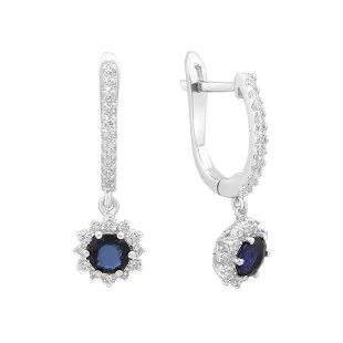 Серьги из белого золота с бриллиантами и сапфирами (025274)