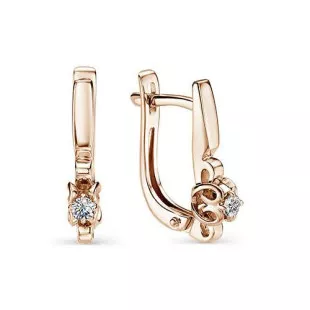 Серьги из красного золота с бриллиантами (032323)