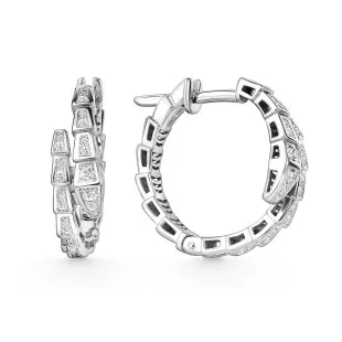 Серьги конго из белого золота с бриллиантами (059459)