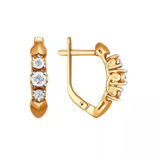 Серьги из красного золота с бриллиантами (025056)