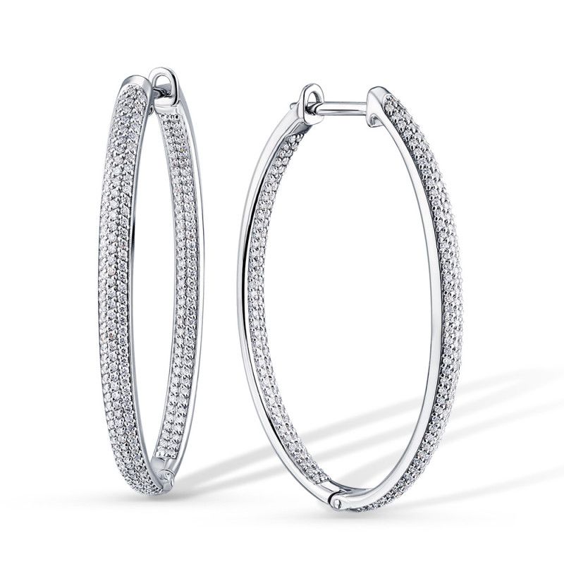 Серьги конго из белого золота с бриллиантами (051115)