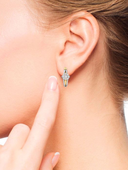 Серьги из комбинированного золота с бриллиантами (038522)